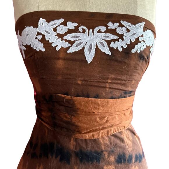 Womens Dress Size 7 Tie Dye Reworked Strapless Hippie Summer Vacation Beach Fun - Picture 2 of 6